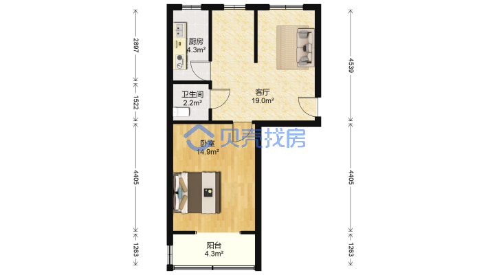 三五四三小区，南北户，板楼4层，拎包入住，简单装修-户型图