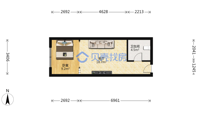 新市区北京南路盈科广场小户型出售-户型图