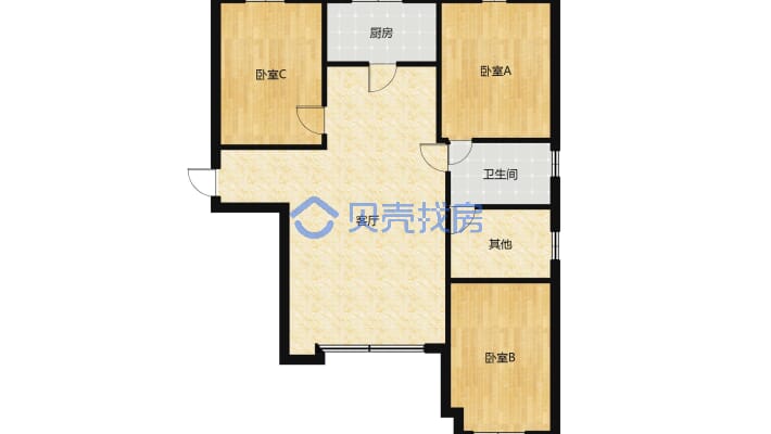 广鑫恒泽园 3室2厅 南 北-户型图