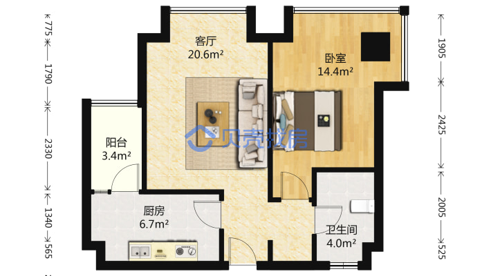 鸿阁一号1室1厅617平米