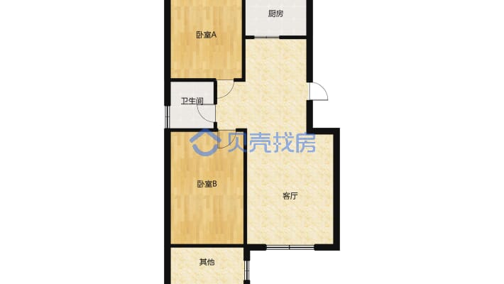 华源小区，中间楼层，温馨两居室，诚心出售，看房方便-户型图