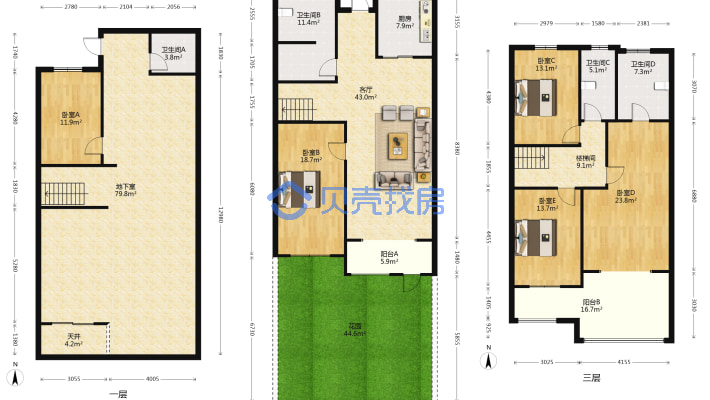 清月湾一楼带院--192平方--老证-高品质住房-户型图