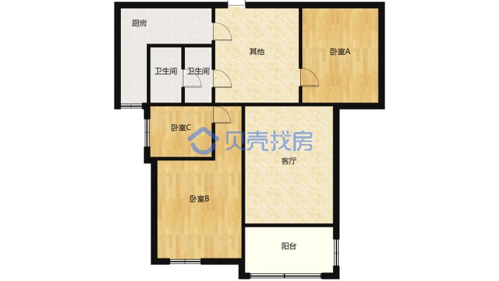 三清国际华城二期东区 3室2厅 南-户型图