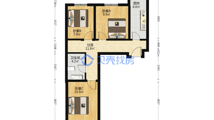 京奥港枫泉花园 南北通透 有电梯 2016年新社区-平面图