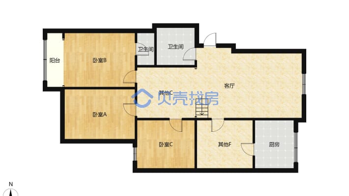 运 中 学 区 禹香苑 步梯低层可 拎包入住 南北通透-户型图