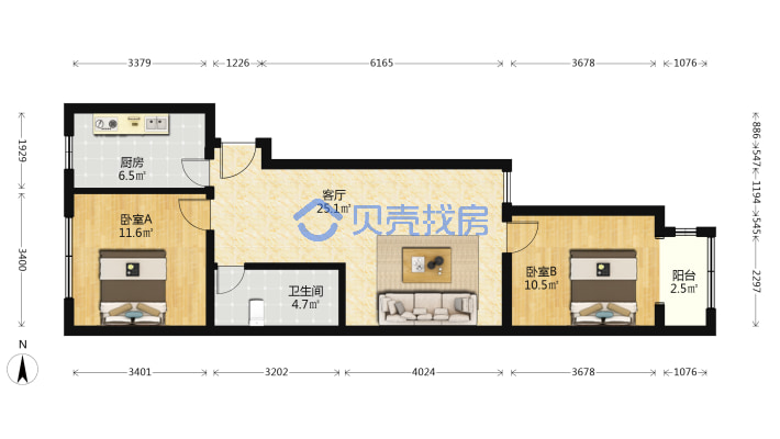 海怡庄园东区，业主诚心出售户型格局好-平面图