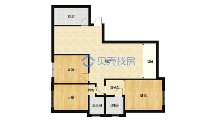 袁州新城，帝泊湾小区，三房两厅，带车位-户型图
