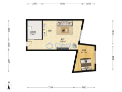 QQ公寓电梯一室 户型小 楼层好 格局有变动-乌鲁木齐QQ公寓户型图