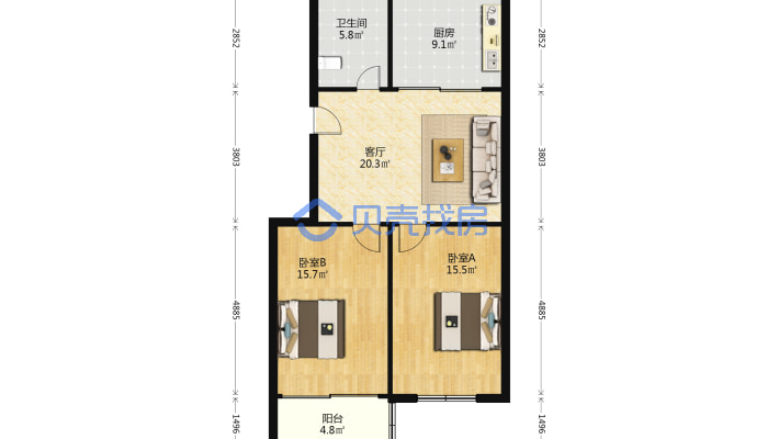 娄邑新村  市区口碑小区  舒适度居住户型 陪伴孩子-户型图