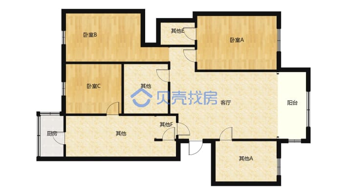 沃尔玛对 面 梧桐名邸 电梯中层 一梯两户 161平四室-户型图