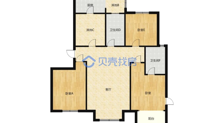 此房全明户型 南北大通透，户型方正 ，可按揭-户型图