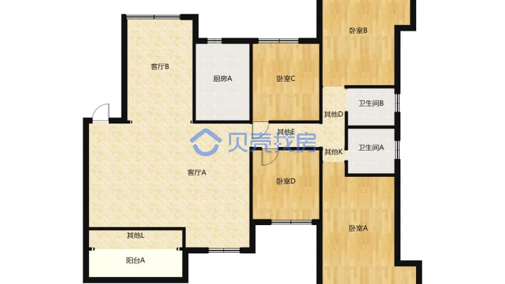 华硕江上明月 4室2厅 东-户型图