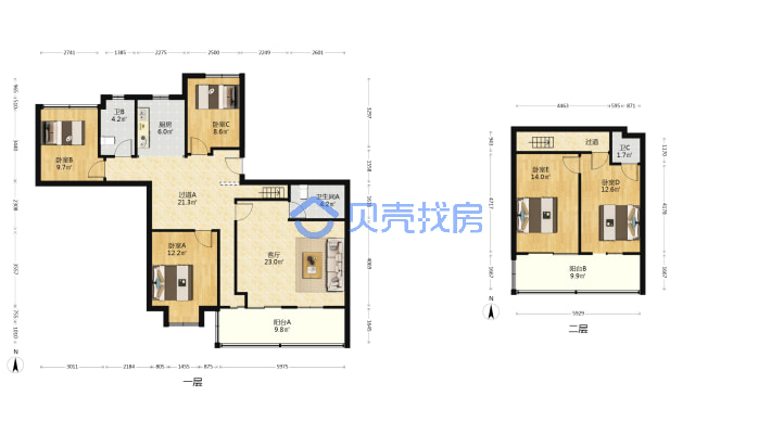复式2层，中间楼层，房屋空置，随时看，价格好谈-户型图