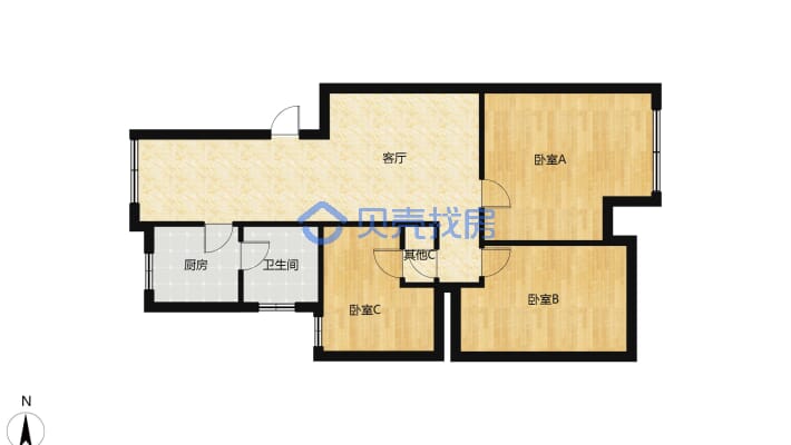 邻梦想天街九龙山庄，四楼，精装三居室，拎包入住-户型图