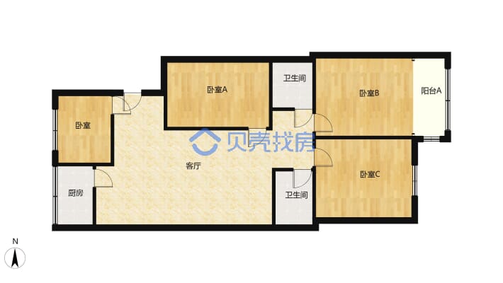 宜安小区毛坯4房 实际面积120平 看房有钥匙-户型图