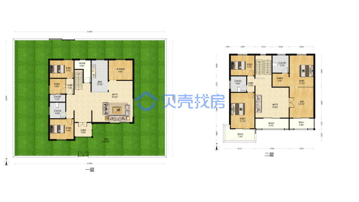 泰华园独栋大别野 大院子全屋地暖 全新精装，拎包入住-户型图