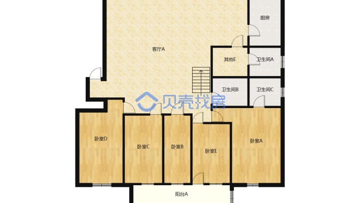 中国人寿宿舍 4室2厅 南 北-户型图