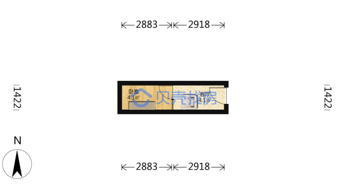 前门西河沿街 1室0厅 南-平面图