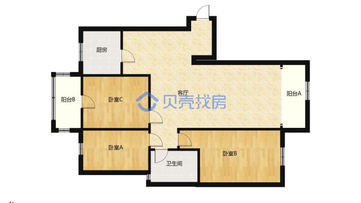 江山帝景 3室2厅 南-户型图