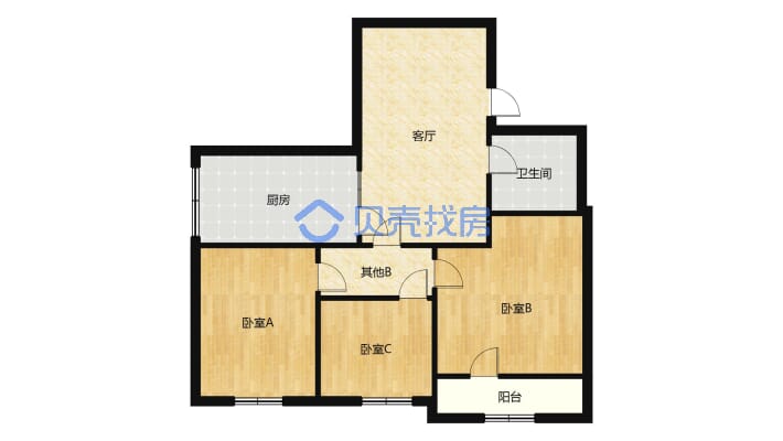 西街 物资佳苑步梯中层 三居室 简单装修 房本满二-户型图
