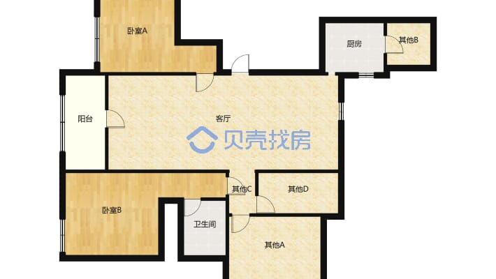 宜阳小区，电梯中层边户精装3房带家具家电-户型图