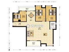 通透大三房的边户，次新小区，配套完善-武汉银湖湾户型图