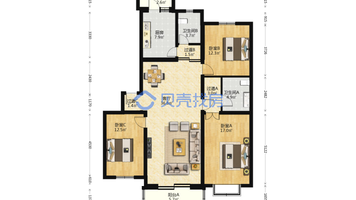 望都家园  低楼层 眼睛房满五唯一-平面图