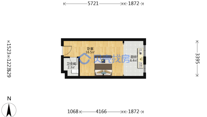 华尔兹广场(金堂) 1室1厅 35.07平米-户型图