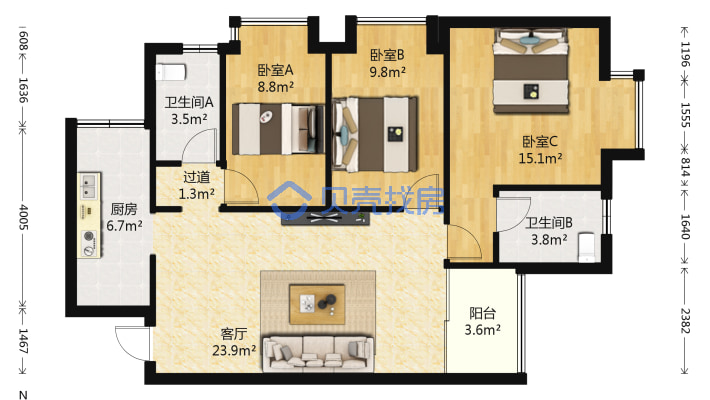 户型图花果园u区简介查看小区详情小区均价7190 元/㎡建筑年代2012年
