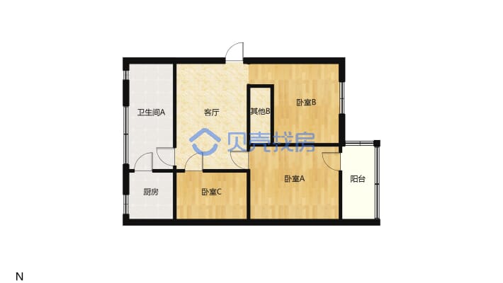 湖田江轴社区精装3房带全新家具-户型图