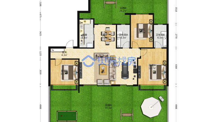 沈丘碧桂园星钻3-2-1-2 132.47m² ）-户型图