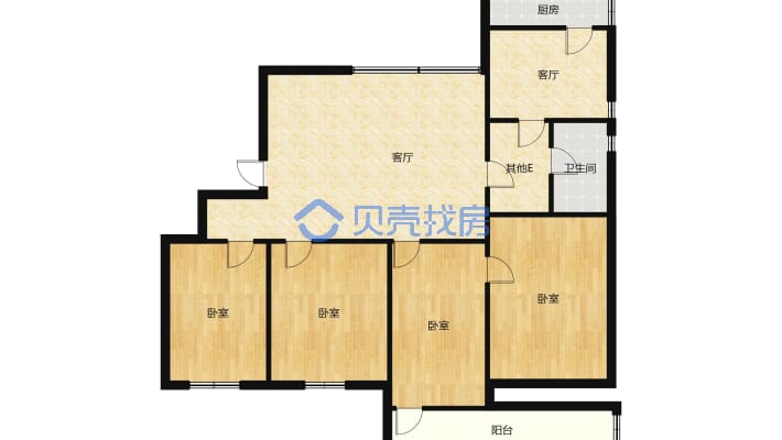 老人房产空置多年银河公寓4室朝南17平不在证有小车库-户型图