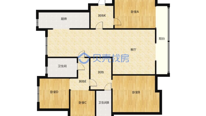 华地公元 大4房的洋房 全新毛坯，楼层还好，可以看房-户型图