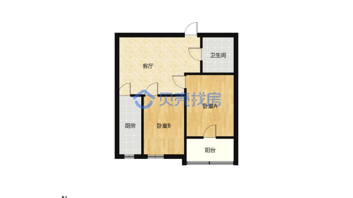 新世界广场小区 2室1厅 南-户型图
