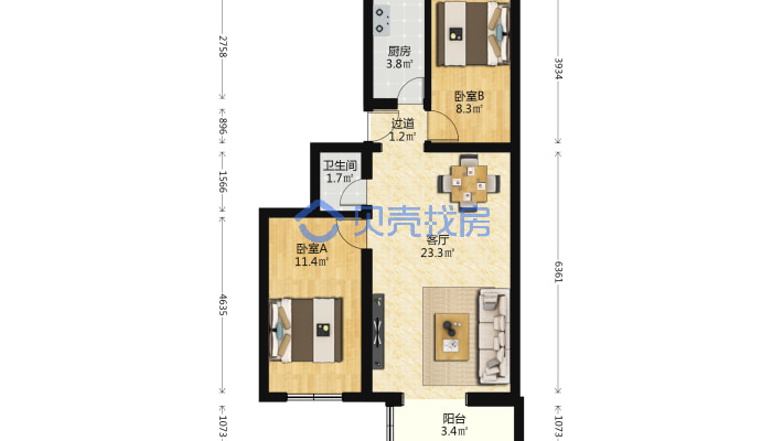 建材城西路41号院近地铁精装修靠谱出售-平面图