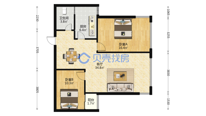 东坝铂金地段，户型宜居，证件齐全，楼层好，配套齐全-户型图