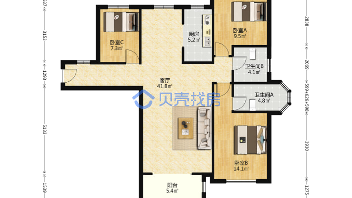 香邑溪谷上园3居+1居，看房方便-户型图
