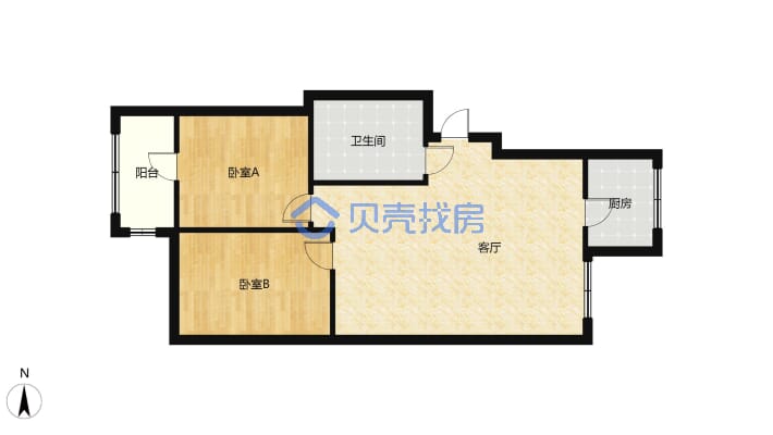 紫薇香河湾 2室2厅 南 北-户型图