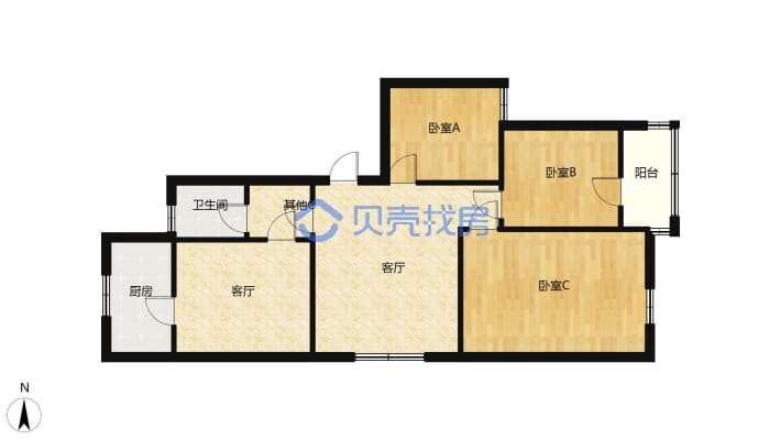 清新家园 3室2厅 南-户型图