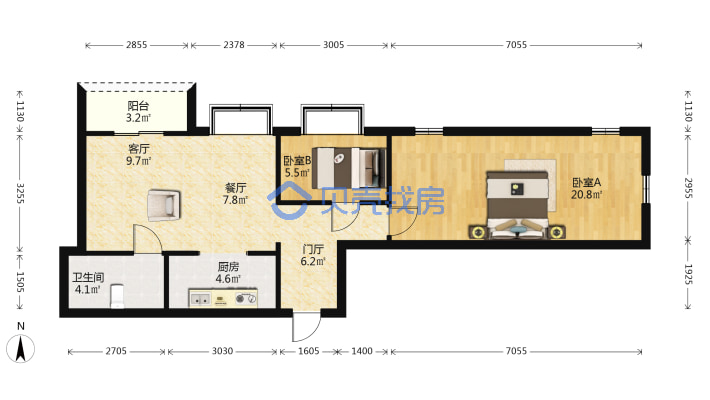 高层两室 小区环境优美  出行便利-户型图