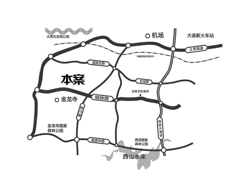 此图片为开发商提供的区位示意图,比例尺与实际距离不一致,仅供参考.