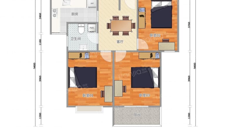 合租· 宏立瑞园3居室 02卧