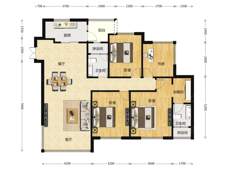 保利堂悦4室2厅2卫户型图