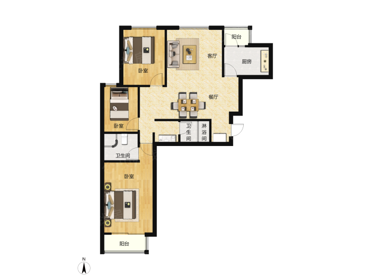 海棠家园3室2厅2卫户型图