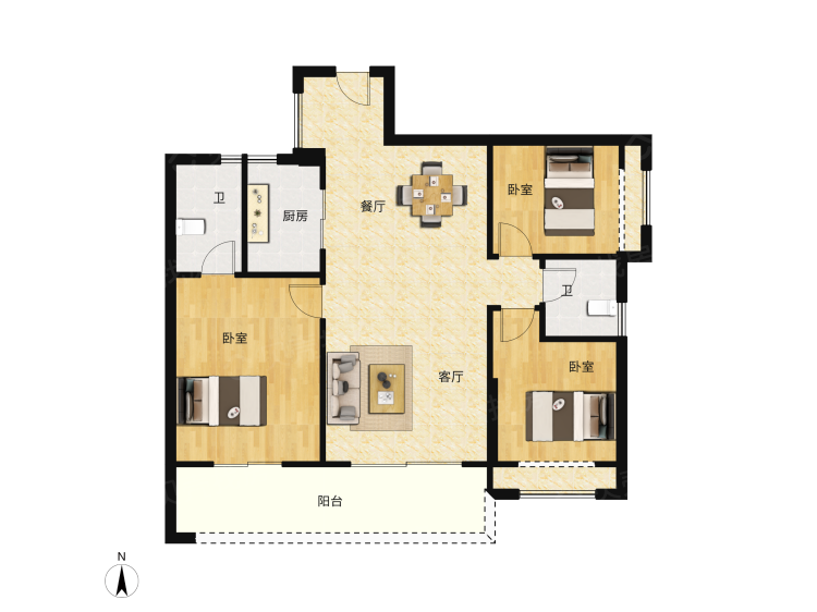 碧桂园双湖城三居室户型图大全-信阳碧桂园双湖城三居室房型图-平面