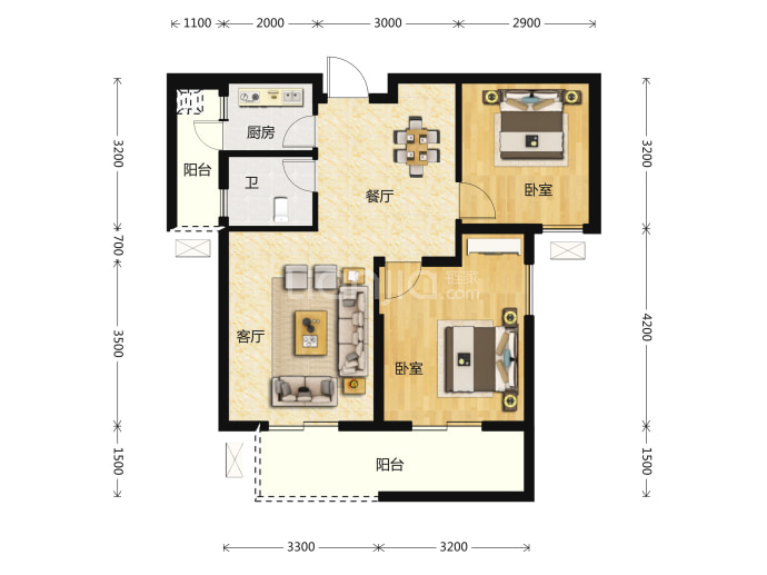 中裕时代--建面 78m²