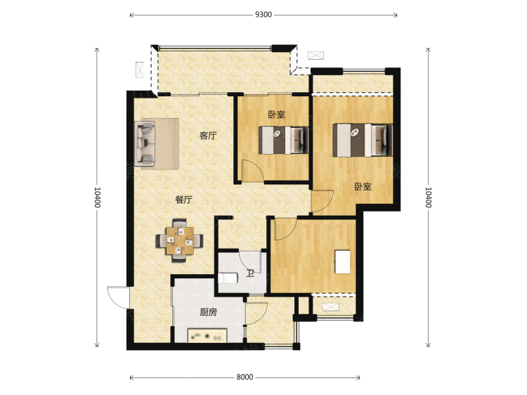 金科黛山悦府3室2厅1卫户型图