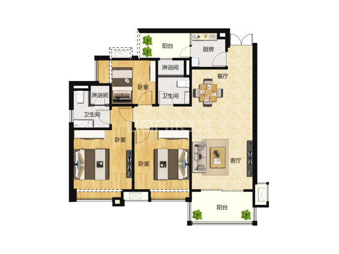 保利御江南--建面 96.9m²