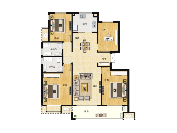 越秀星悦城4室2厅1卫户型图