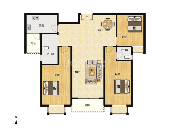 九锦台--建面 125.36m²